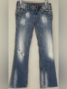 Rock Revival Amber Bootcut Jeans Sz27 Distressed Y2K Low Rise Denim